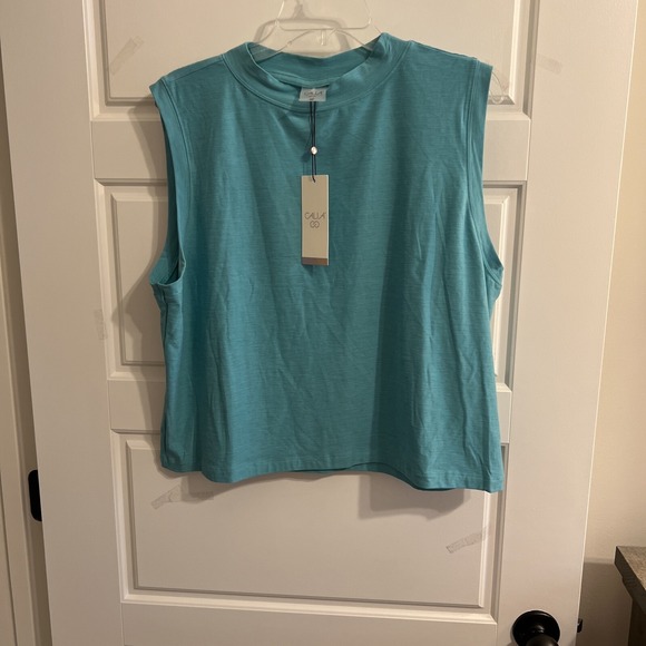 Calia Tops - Calia Womens Spearmint Lustralux Mock Neck Sleeveless Solid Pullover Tank Top XL